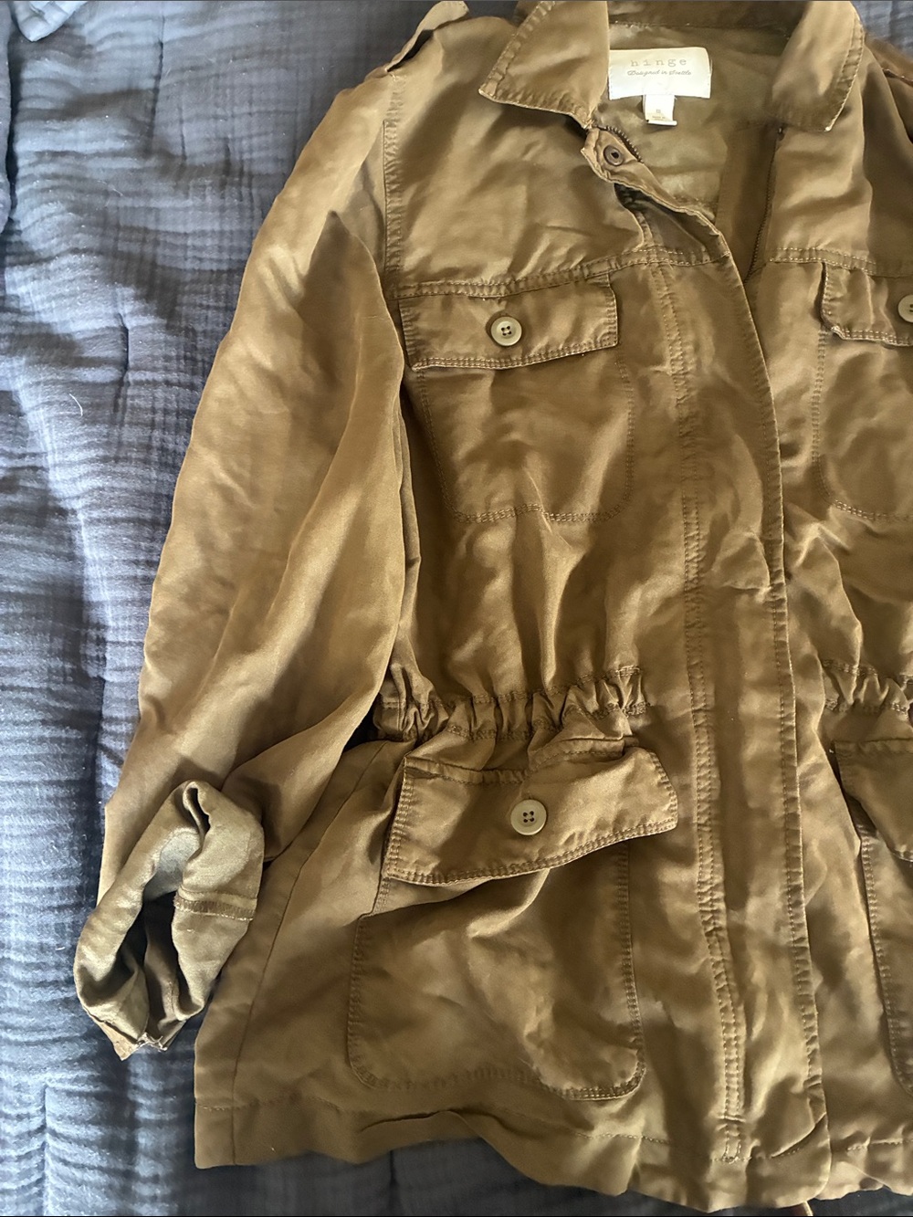 hinge Olive Utility Drawstring-Waist Jacket - Picture 3 of 4